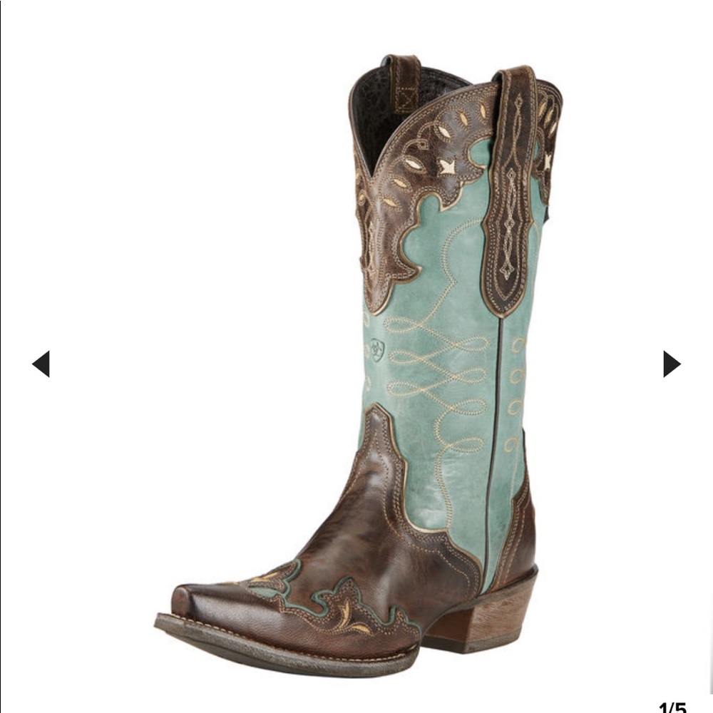 Teal and Brown Ariat Western Boots